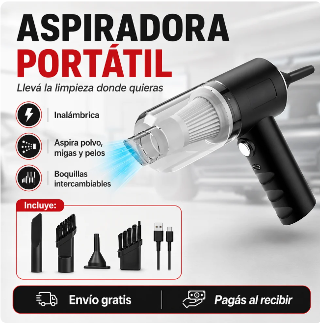 Kit de limpieza auto | Hidrolavadora Portátil | Compresor de aire | Mini aspiradora portátil