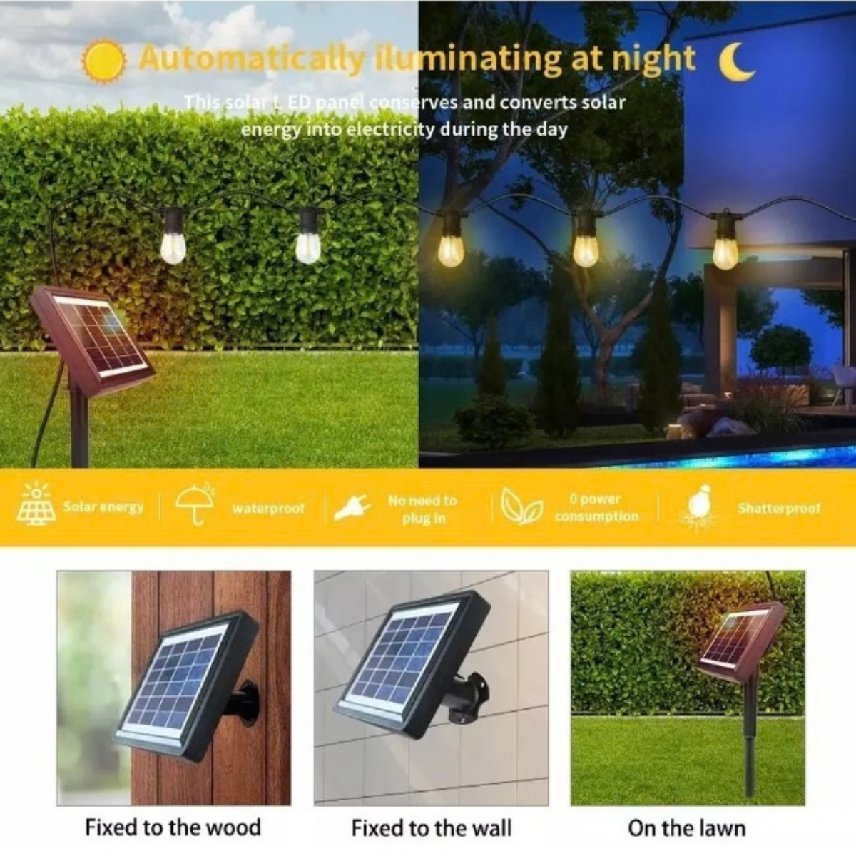 Guirnalda Solar 10m Luces Exterior