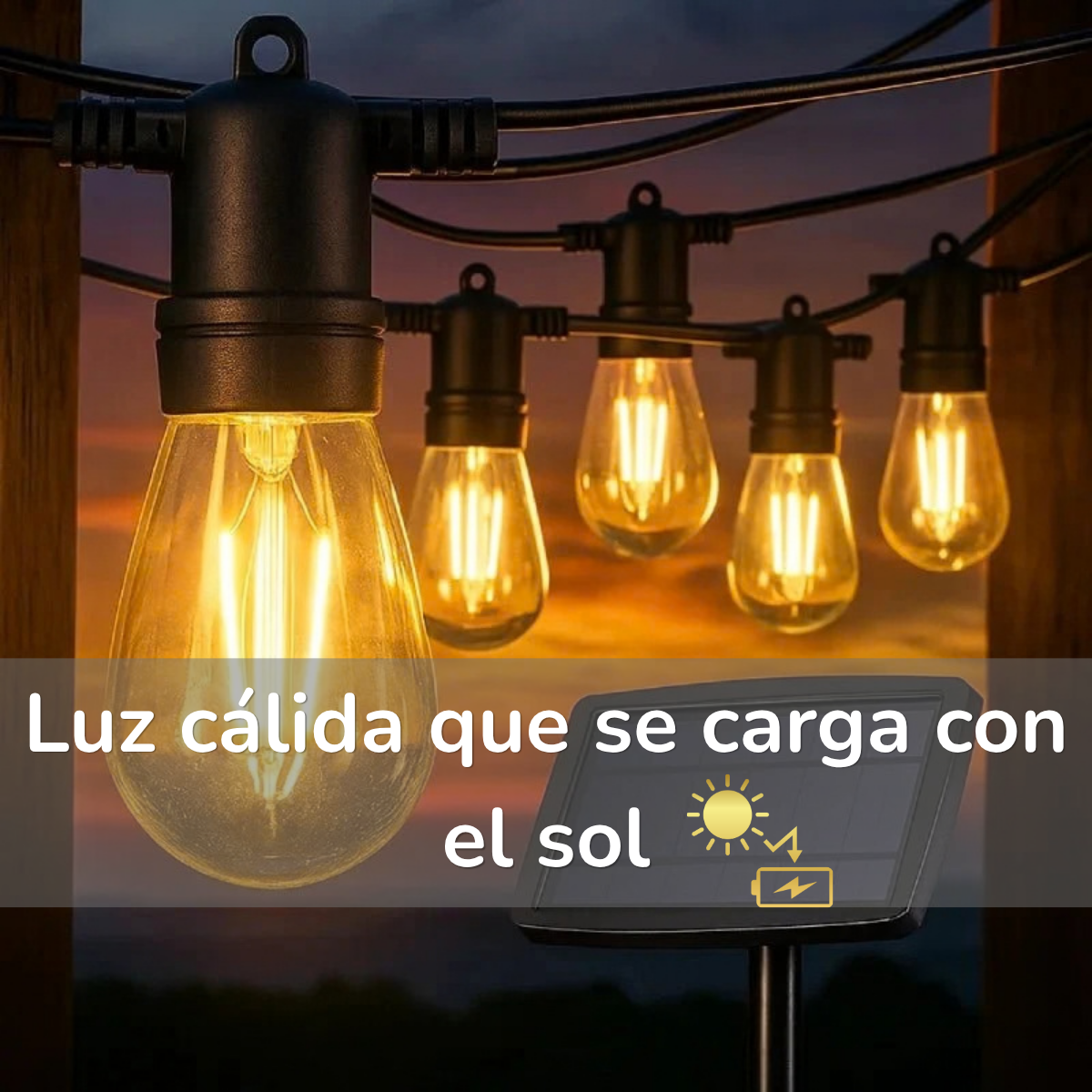 Guirnalda Solar 10m Luces Exterior
