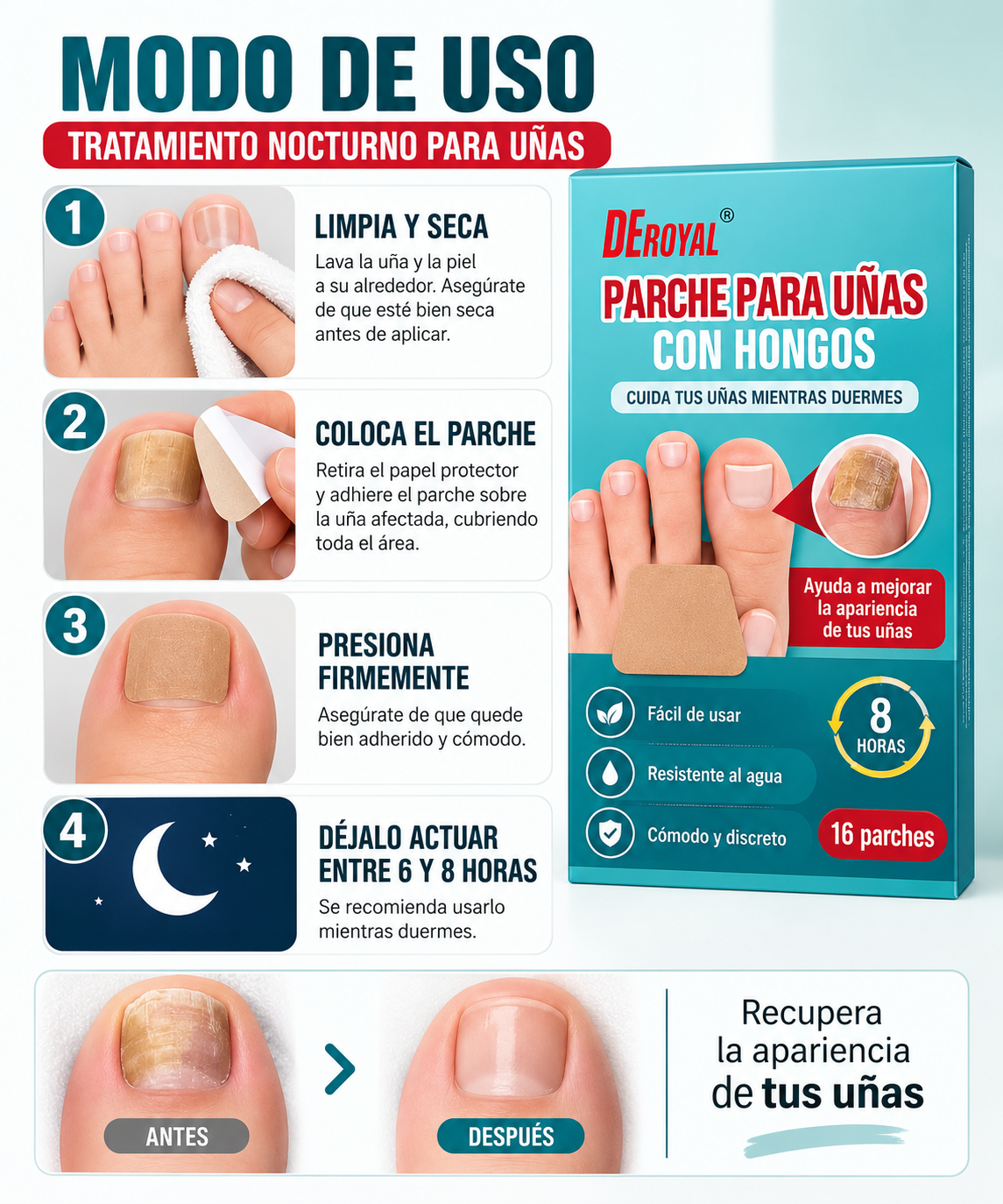 Parches antihongos para uñas