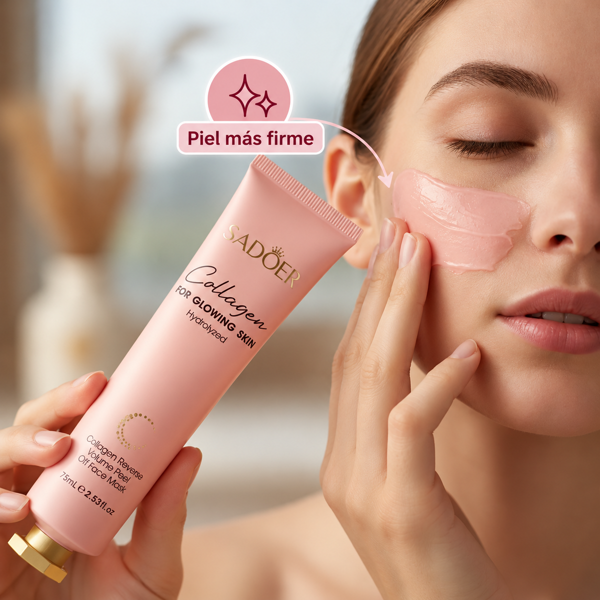 Kit Facial | Máscara de Colágeno Lakerain 75 mL | Crema de Ojos Caviar con Ácido Hialurónico Sadoer 20 g | Sérum Sadoer para Crecimiento de Pestañas 7 mL